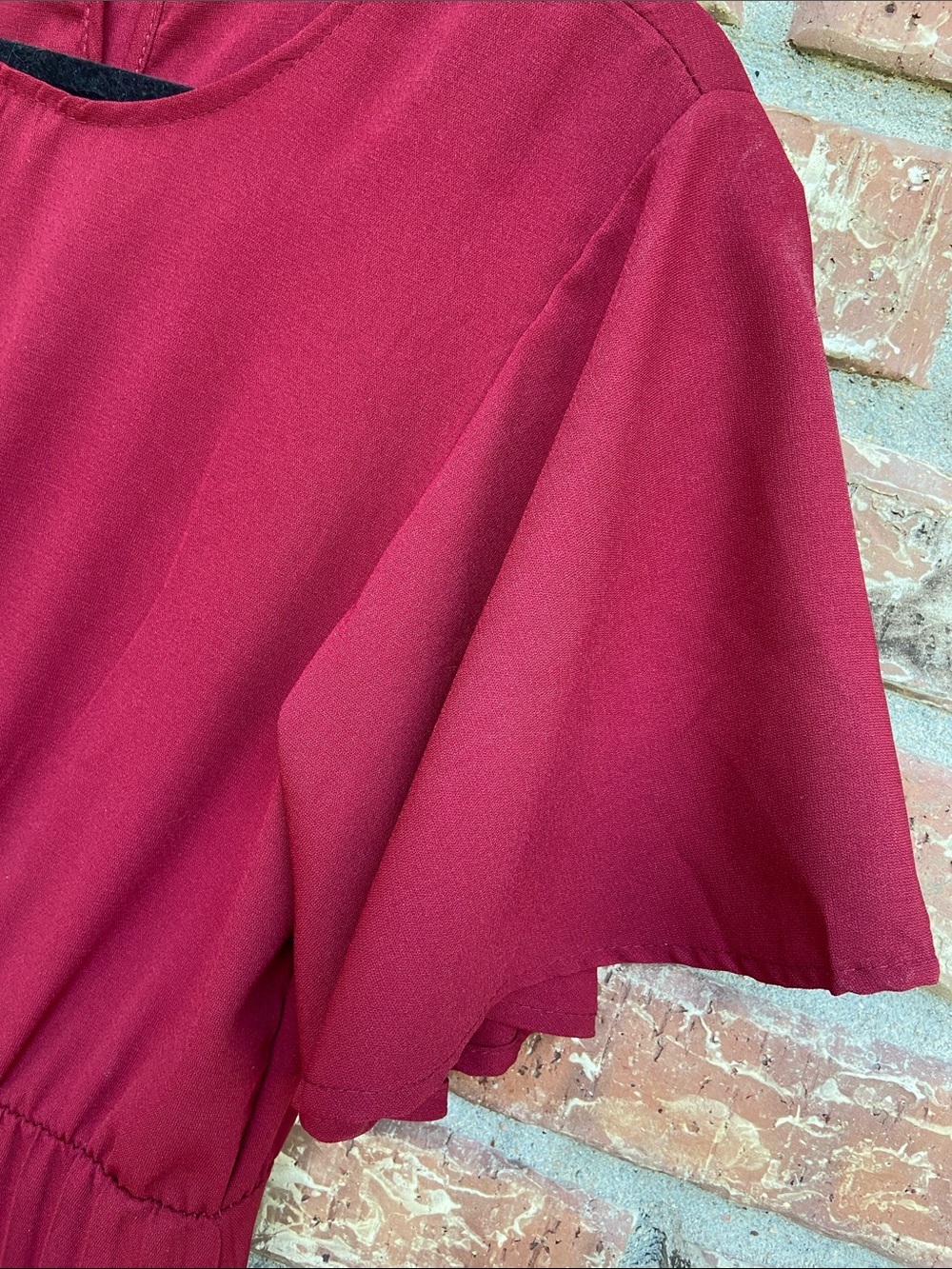 Pleated Midi Dress in Deep Wine - Picture 7 of 10